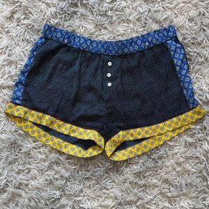 Aerie Women's Black and Blue Patterned Shorts